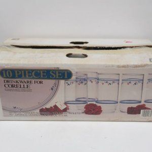 Corning Corelle COUNTRY VIOLETS 10-Pc Beverage Set In Original Box
